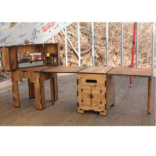 미니아이윙 캠핑 테이블세트 / 척박스 테이블 풀세트 / 캠핑 우드테이블